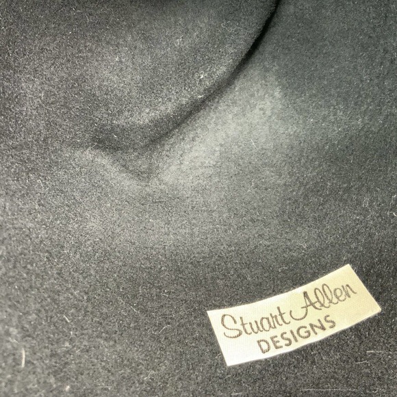 Vintage Stuart Allen Designs Feather Ribbon Headband Black Wool Felt Sz 6 7/8 main image 10